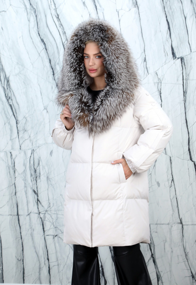 Пуховик утепленный (пух/перо) на замке,капюшон мех лисица. Арт. 5608 РТ-10364