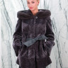 Полушубок из меха овчины(астраган), капюшон норка. Арт.С-295 РТ-5279