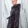 Полушубок из меха овчины(астраган), капюшон норка. Арт.С-295 РТ-5279