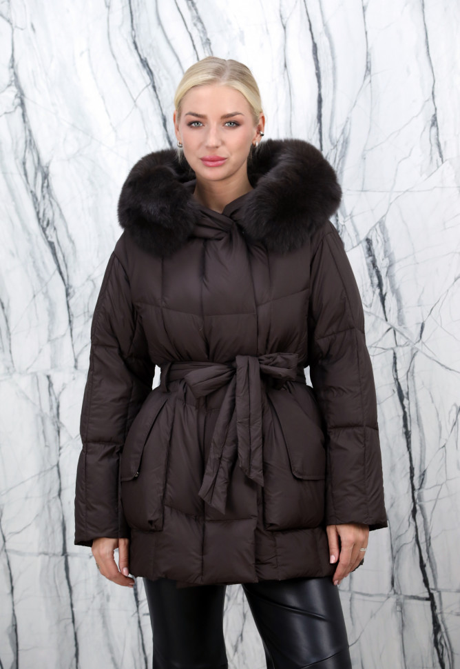 Пуховик с натуральным наполнителем (90%пух,10%перо), капюшон мех песца. Арт.8397А РТ-10504