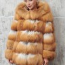 Шуба из меха премиальной лисицы огневки Red Fox,капюшон. Арт.20231 РТ-10974
