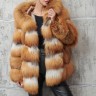 Шуба из меха премиальной лисицы огневки Red Fox,капюшон. Арт.20231 РТ-10974