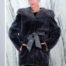 Полушубок из меха овчины(астраган), капюшон норка. Арт.С-320 РТ-5362