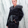 Полушубок из меха овчины(астраган), капюшон норка. Арт.С-320 РТ-5362