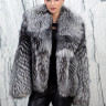 Шуба из меха премиальной чернобурой лисы, английский ворот. РТ-10696