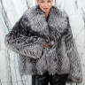 Шуба из меха премиальной чернобурой лисы, английский ворот. РТ-10696