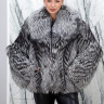 Шуба из меха премиальной чернобурой лисы, английский ворот. РТ-10696