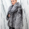 Шуба из меха премиальной чернобурой лисы, английский ворот. РТ-10696