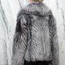Шуба из меха премиальной чернобурой лисы, английский ворот. РТ-10696