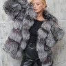 Шуба из меха премиальной аукционной чернобурой лисицы Silver Fox,капюшон кобра. Арт.20231 РТ-10975