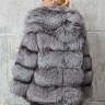 Шуба из меха премиальной аукционной чернобурой лисицы Silver Fox,капюшон кобра. Арт.20231 РТ-10975