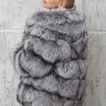 Шуба из меха премиальной аукционной чернобурой лисицы Silver Fox,капюшон кобра. Арт.20231 РТ-10975