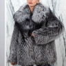 Шуба из меха  аукционной премиальной чернобурой лисы, Silver Fox,английский ворот. Арт.25066 РТ-10697