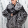 Шуба из меха  аукционной премиальной чернобурой лисы, Silver Fox,английский ворот. Арт.25066 РТ-10697