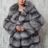 Шуба из меха премиальной аукционной чернобурой лисицы Silver Fox,капюшон кобра. Арт.20231 РТ-10976