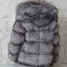 Шуба из меха премиальной аукционной чернобурой лисицы Silver Fox,капюшон кобра. Арт.20231 РТ-10976
