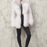 Шуба из меха  аукционной премиальной чернобурой лисы, Silver Fox(крестовка)английский ворот. Арт.25068 РТ-10699