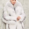Шуба из меха  аукционной премиальной чернобурой лисы, Silver Fox(крестовка)английский ворот. Арт.25068 РТ-10699