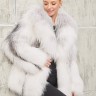Шуба из меха  аукционной премиальной чернобурой лисы, Silver Fox(крестовка)английский ворот. Арт.25068 РТ-10699