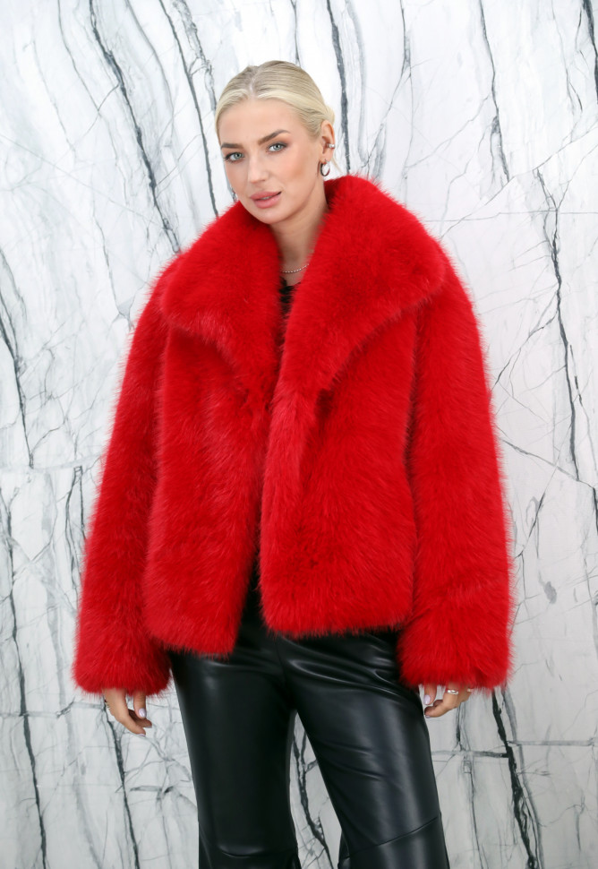 Полушубок из эко меха песца, английский ворот. Арт.3878 РТ-10407