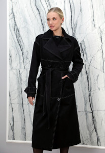 Пальто из искусственной замши, английский ворот/пояс. Арт.6-СТ300 РТ-10791