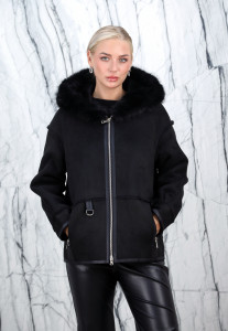 Дубленка из искусственного меха, капюшон эко мех тоскана. Арт.2499 РТ-10328