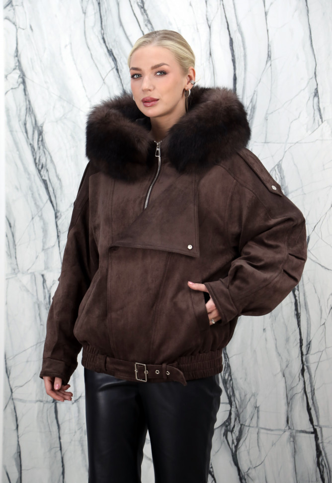 Пуховик с натуральным наполнителем (100% пух) капюшон мех песца. Арт.6369 РТ-10516