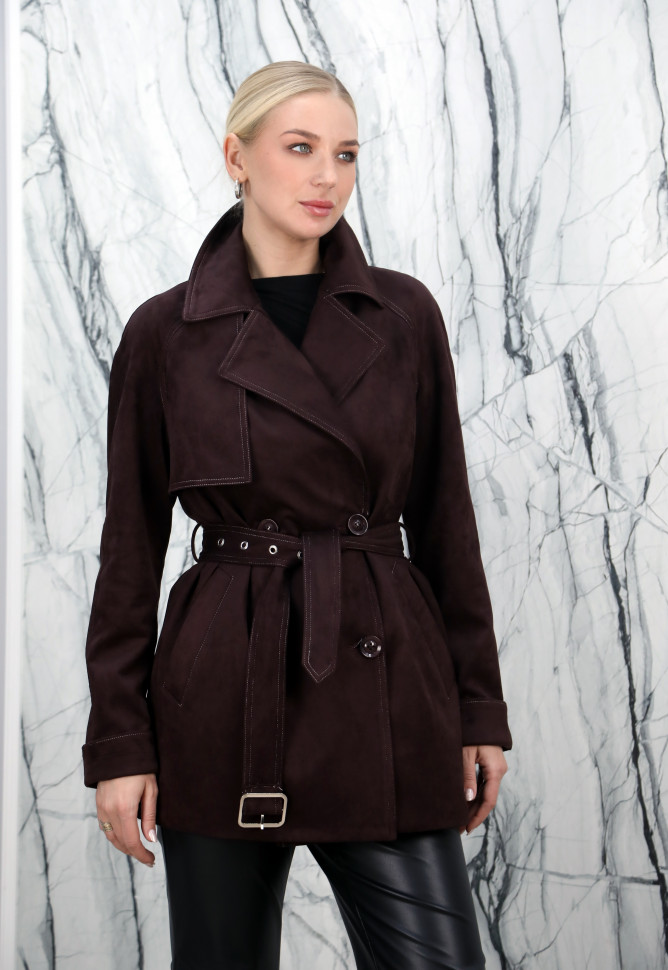 Куртка из искусственной замши, английский ворот/пояс. Арт.6-СТ185-1 РТ-10793