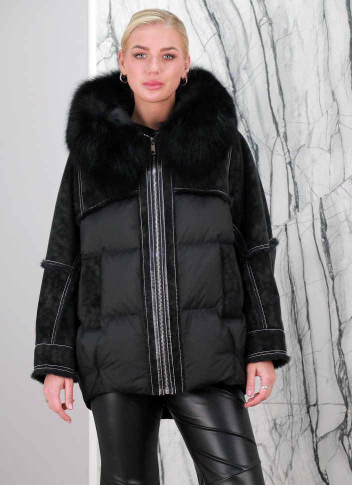 Пуховик утепленный (90% пух, 10% перо) ворот мех песца. Арт.8299 РТ-10150