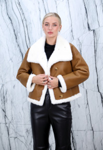 Дубленка из искусственного меха, ворот отделка эко мех норка. Арт.18 DN РТ-9740