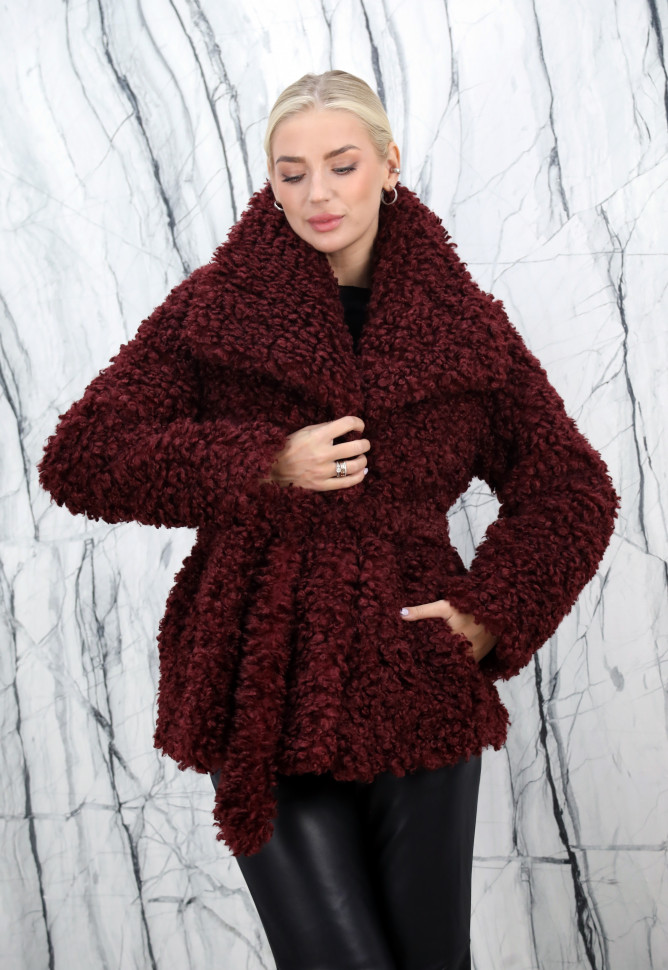 Полушубок из эко меха TIGRADO, ворот/пояс. Арт.3859 РТ-10404