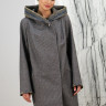Пальто демисезонное, капюшон., серый-клетка, 100 см