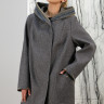 Пальто демисезонное, капюшон., серый-клетка, 100 см