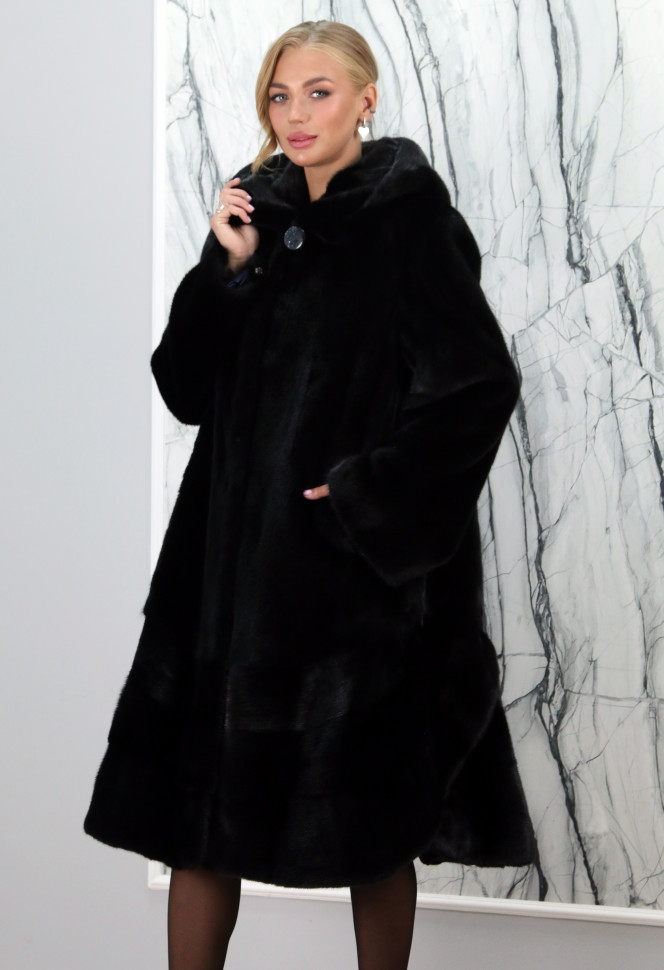 Пальто из меха норки Nafa Furs/капюшон. Арт.ZX-2001 РТ-8860