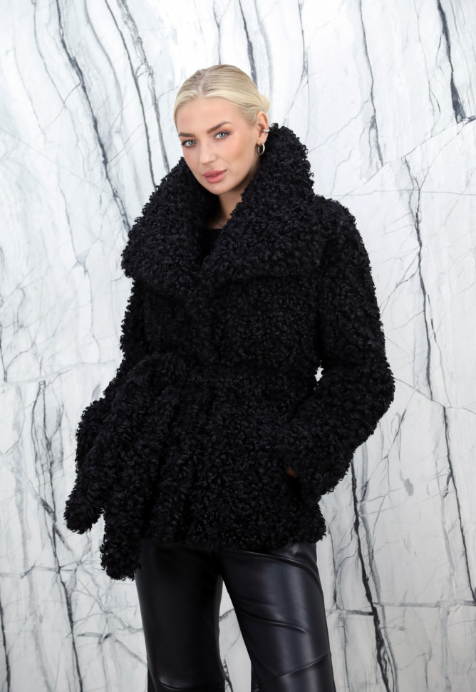 Полушубок из эко меха TIGRADO, ворот/пояс. Арт.3859 РТ-10402