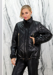 Куртка демисезонная (синтепон), на замке/ворот стойка., черный, 65 см 3370-65 РТ-9131