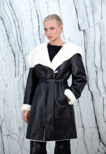 Дубленка из искусственного меха,капюшон эко мех норка. Арт.46 РТ-10333