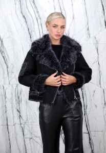 Дубленка из искусственного меха,отделка эко мех тоскана. Арт.2513 РТ-10327