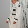 Пальто из эко меха альпаки, ворот стойка отделка натуральная кожа 