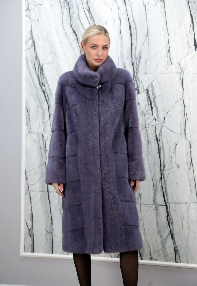 Шуба из меха аукционной норки,ворот стойка. Арт.615/80 РТ-5558