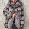 Шуба из меха чернобурой лисицы с капюшоном ( 80СМ)  .  БЬЯНКА РТ-9227