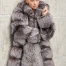 Шуба из меха чернобурой лисицы с капюшоном ( 80СМ)  .  БЬЯНКА РТ-9227