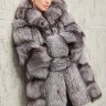 Шуба из меха чернобурой лисицы с капюшоном ( 80СМ)  .  БЬЯНКА РТ-9227