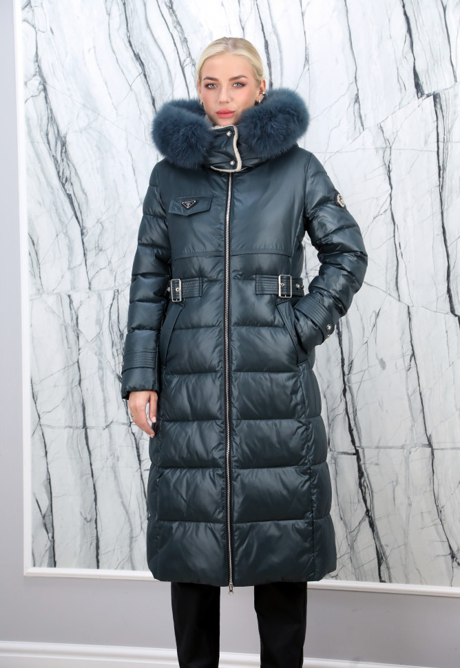 Пуховик утепленный (биопух) на замке/капюшон мех песца. Арт.Y022-169 РТ-9497