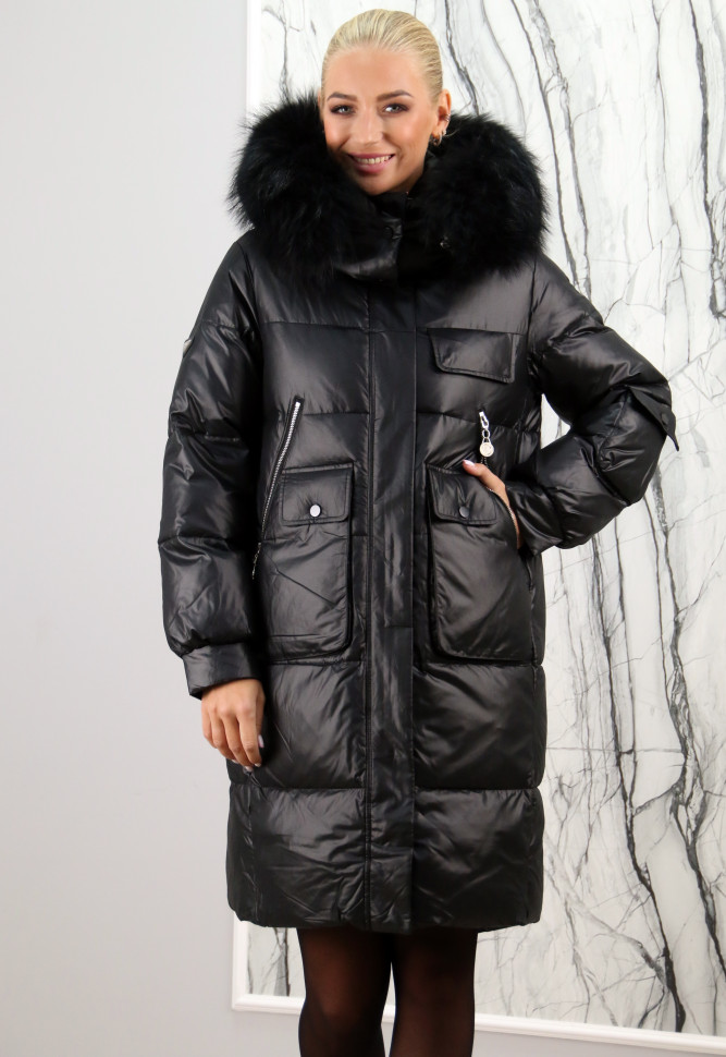 Пуховик утепленный-биопух,капюшон отделка мех енота. Артикул Y-024-345 PT-8641