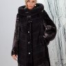 Шуба из натуральной овчины, отдела капюшона мех норки. Арт.2103-м РТ-7009