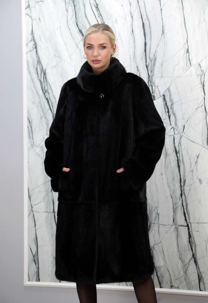 Шуба из меха аукционной американской норки,ворот. Арт.359 РТ-10704