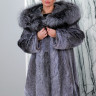 Шуба из меха нутрии, капюшон чернобурая лисица. Арт.Галка РТ-10084