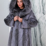 Шуба из меха нутрии, капюшон чернобурая лисица. Арт.Галка РТ-10084