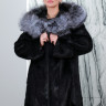 Шуба из меха нутрии, капюшон чернобурая лисица. Арт.Галка РТ-10085